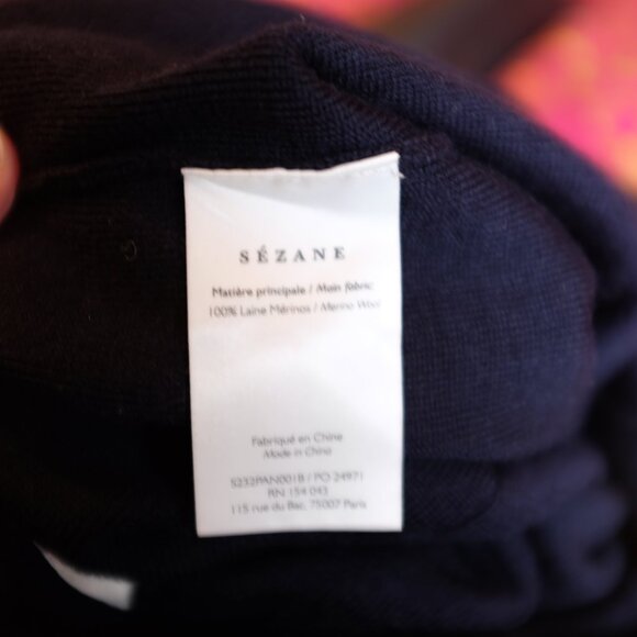 Sezane Matthew merino wool navy pants - Picture 7 of 7